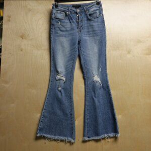 Risen Los Angeles Frayed Hem Flare Leg Jeans Women's Sz 11/Waist 30